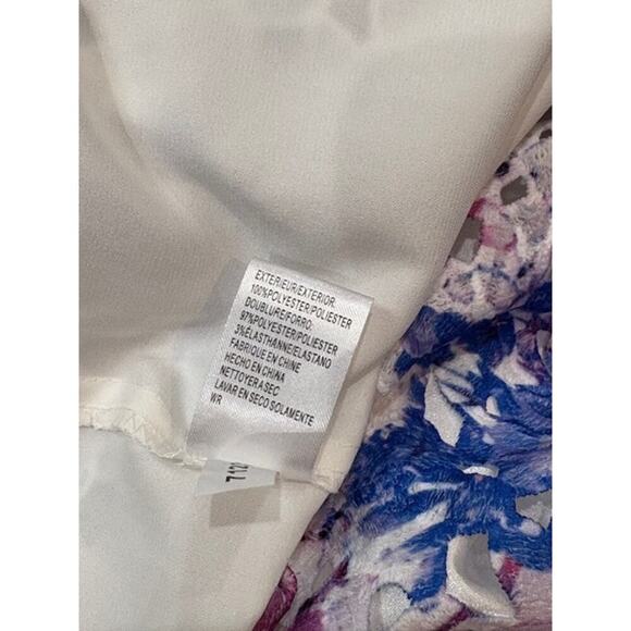 Gorgeous Tahari Floral Lace Overlay White & Purple Sheath Trapeze Dress – 6P - Picture 9 of 9